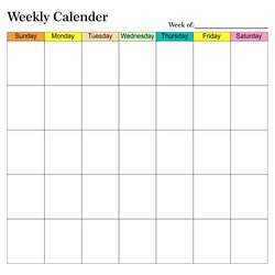 Smashing Printable Blank Weekly Calendar Template