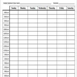 Very Good Printable Blank Weekly Calendar Template Templates Example