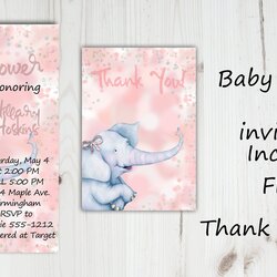 Peerless Elephant Baby Shower Invitation For Girl With Images