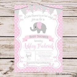 Excellent Elephant Baby Shower Invitation Girl Printable