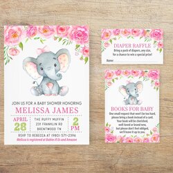 Superlative Elephant Baby Shower Invitation Girl Invites Floral Pink Invite Version