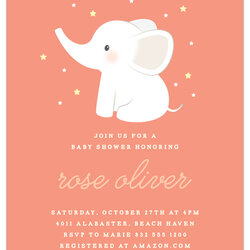 Outstanding Girl Elephant Baby Shower Invitations By Basic Invite Invites