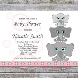 Baby Shower Invitations Girl Elephant Printable Invites