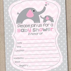 Ink Obsession Designs Fill In The Blank Elephant Baby Shower Invitations Invitation Girls Girl Pink Printable