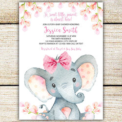 Superior Elephant Baby Shower Invitation Girl Invites Invite