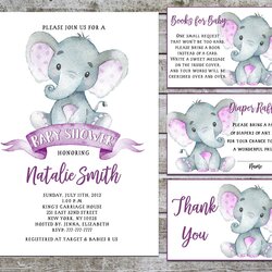 Brilliant Baby Shower Invitation Girl Elephant Printable Raffle