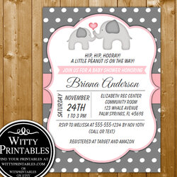 Baby Shower Invitation Pink Elephant For Girl Will Orders Accepted Unavailable Moving Elephants Month Current