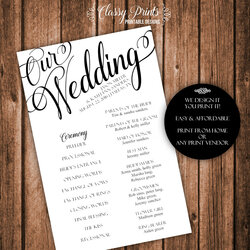 Wonderful Printable Wedding Program Template Original