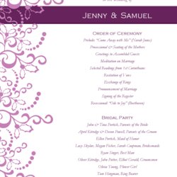 Superlative Wedding Program Templates Free Programs Template Invitation Reception Sample Samples Printable