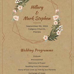 Splendid Rustic Wedding Program Template In Adobe Illustrator Editable