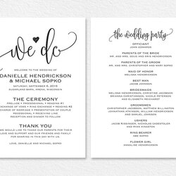 Excellent Wedding Program Printable Template Rustic