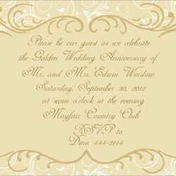 Eminent Free Anniversary Printable Marvelous Wedding Invitations Templates Golden