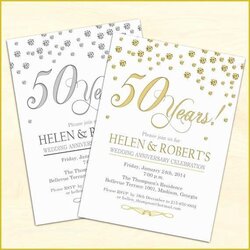 Swell Wedding Anniversary Invitation Templates Microsoft Word Free Printable Of Confetti Gold White
