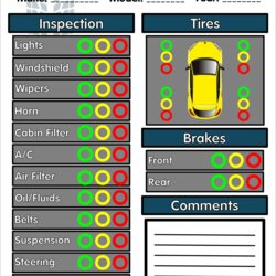 Supreme Free Printable Vehicle Inspection Form Download Checklist Template Car Forms Report Used Quick
