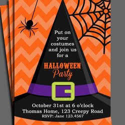 Wonderful Halloween Invitation Printable Or Printed With Free Party Birthday Invitations Wording Chevron Pick