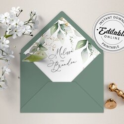 Wonderful Printable Greenery Envelope Liner Template Euro Flap