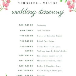 Free Custom Printable Wedding Planner Templates Itinerary White Floral