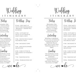 Superior Wedding Itinerary Template Download Printable