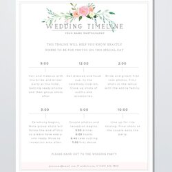 Very Good Wedding Day Itinerary Template Collection Photography Schedule Photographer Templates Sold