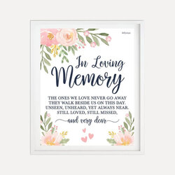 Navy And Blush Floral Wedding In Loving Memory Sign Template With Cards Templates