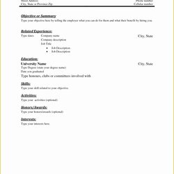 Out Of This World Free Job Resume Template Basic Blank Builder