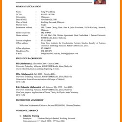 Great Simple Resume Template Malaysia Free Download With Format Basic Templates Sample Job Word Examples