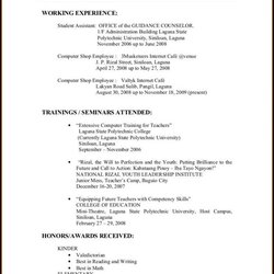Very Good Format Of Resumes For Jobs Resume Examples College Wagner
