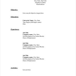 Tremendous Free Simple Resume Format In Ms Word Template Basic Blank Printable Sample Job Templates