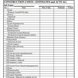 Peerless Residential Construction Budget Template Google Sheets Sample