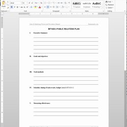 Worthy Public Relations Plans Template Plan