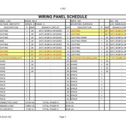 Admirable Panel Schedule Templates Excel Word Template