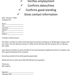 Employee Verification Letter All Form Templates