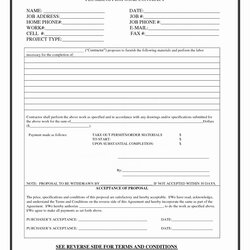 The Highest Standard Free Contractor Proposal Forms