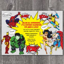 Superhero Party Invitations Wording Templates Birthday Invitation Invite Custom Template Digital Calling