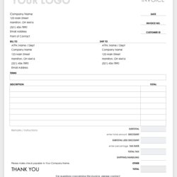 High Quality Invoice Example Word Blank Template