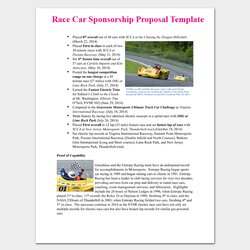 Peerless Free Sponsorship Proposal Templates Examples Racing Duties Race Car Template
