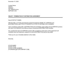 Superb Business Contract Termination Letter Template Of Distribution Agreement