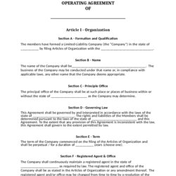 Brilliant Operating Agreement Template Printable Forms Simple Edit