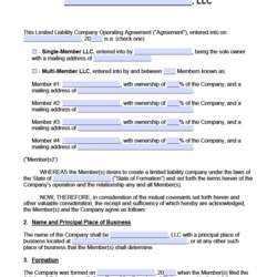 Operating Agreement Template Free Templates