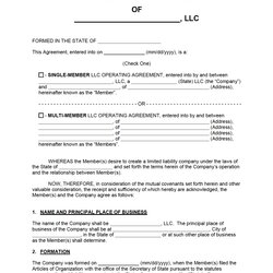 Splendid Operating Agreement Template Bible