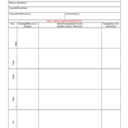The Highest Standard Weekly Lesson Plan Template Word
