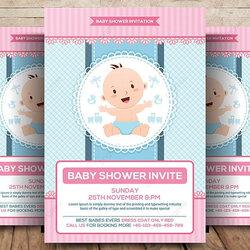Preeminent Baby Shower Flyer Template Download On Templates Premium Md