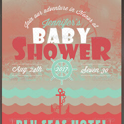 Great Free Baby Shower Flyer Templates In Template Nautical Flyers