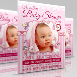 Swell Baby Shower Flyer Template Vol Print Templates Bundle Party