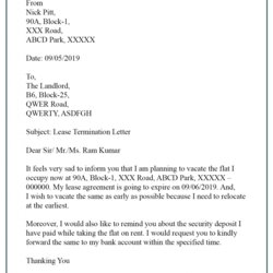 Preeminent Lease Termination Letter Template Format Sample Example With