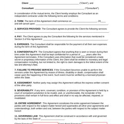 Free One Page Consulting Agreement Template Word