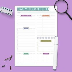 The Highest Quality Daily List Template Collection Hourly Do Colored Schedule