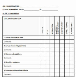 Perfect Free Employee Evaluation Forms Printable Performance Template Templates Management Sample Word Form