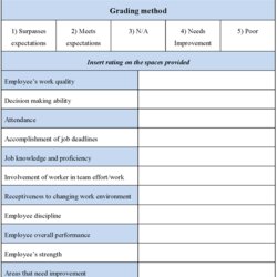 Employee Evaluation Form Sample Free Printable Documents