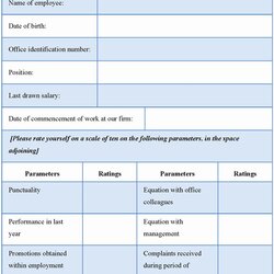 Terrific Employee Self Evaluation Form Template Best Of